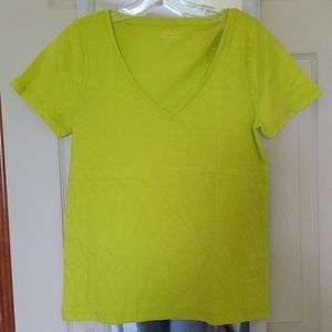 J.Crew Vintage Cotton V-Neck Tee in Bright Kiwi